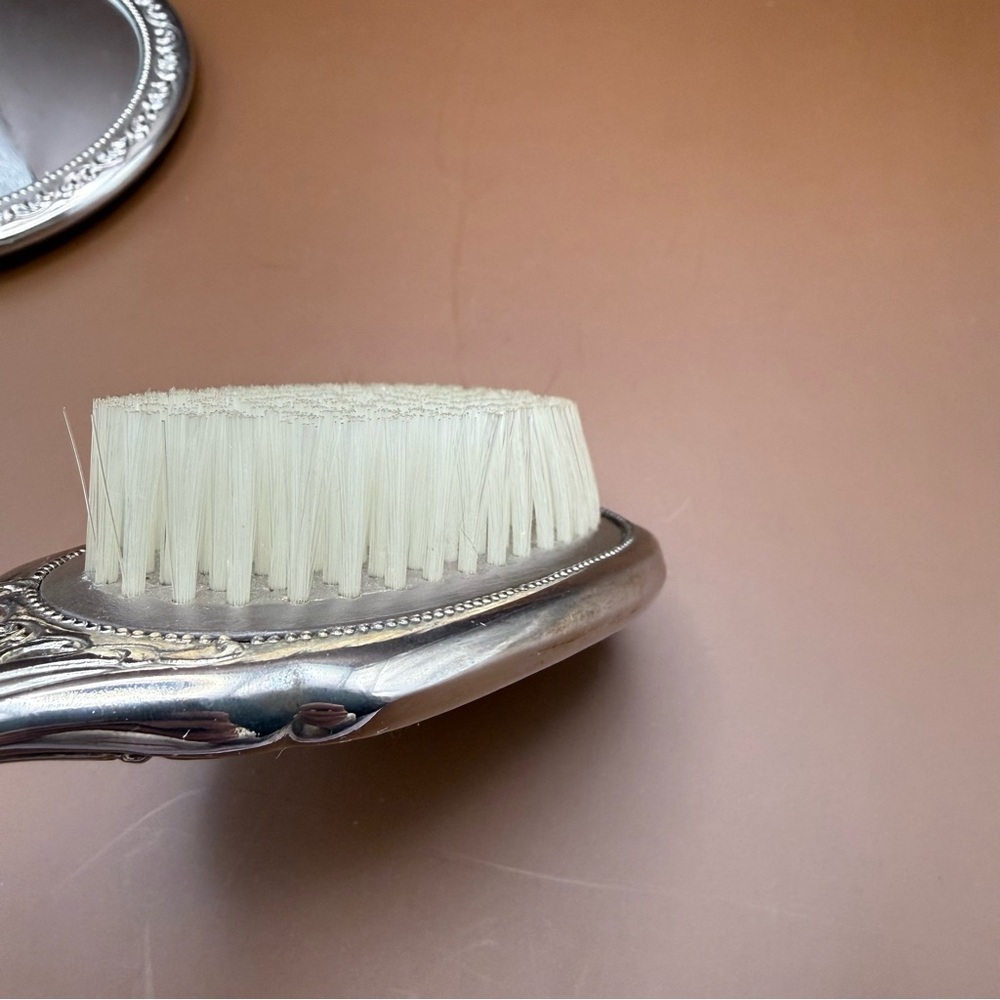 Vintage Art Nouveau Silver Tone Plated Mirror Brush Vanity Dresser Set - Picture 10 of 13